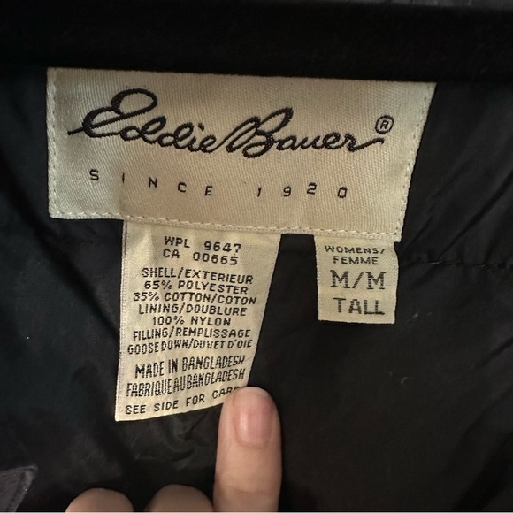 Eddie Bauer Snowline Vintage Women's Goose Down Black Jacket Sz Medium Tall GUC - Picture 3 of 8